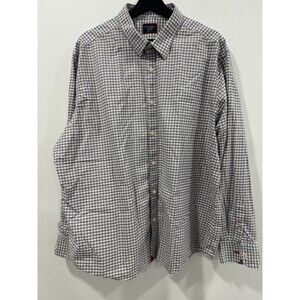 Untuckit Shirt Mens XXL Gray White Plaid Check  Casual Dress Button 100% Cotton